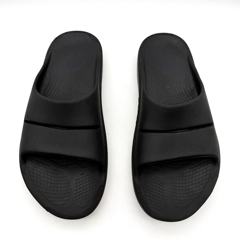 Oofos Black  Recovery Summer Slide Sandals Arch Support Foam Men's 10 Women's 12